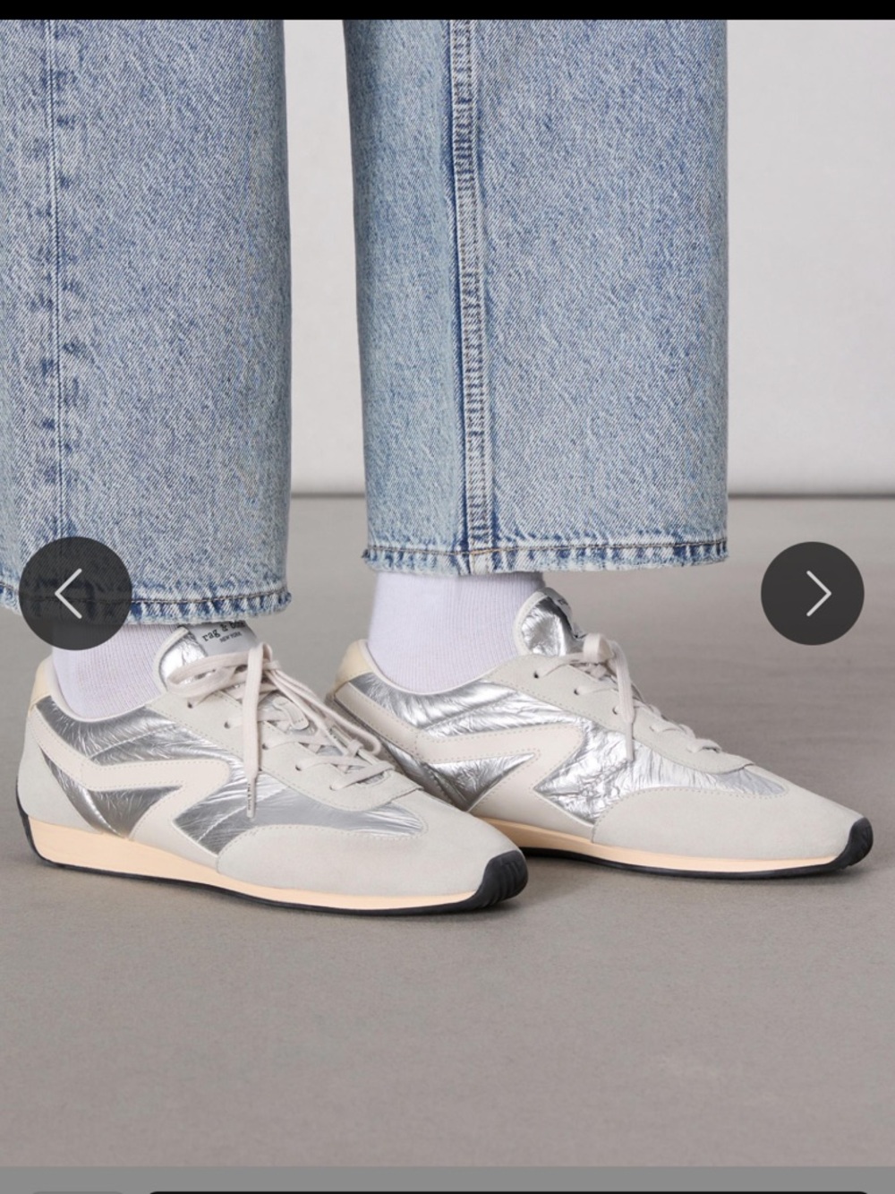 rag & bone Retro Runner Slim White and Silver Low-Top Sneakers US 8.5 - Picture 11 of 12